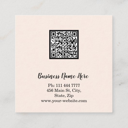 Personalized Custom Minimalist Modern QR Code Logo Quadratische Visitenkarte (Rückseite)