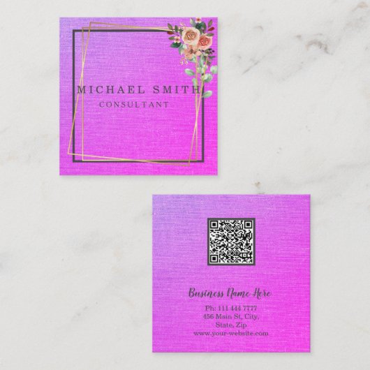 Personalized Custom Minimalist Modern QR Code Logo Quadratische Visitenkarte (Vorne/Hinten)