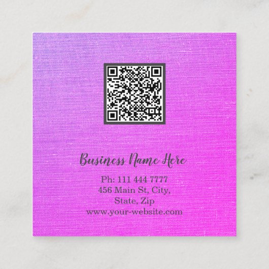 Personalized Custom Minimalist Modern QR Code Logo Quadratische Visitenkarte (Rückseite)