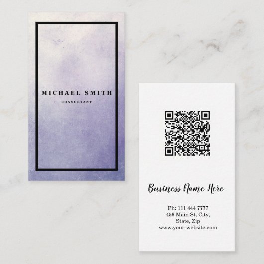 Personalized Custom Minimalist Modern QR Code Logo Visitenkarte (Vorne/Hinten)