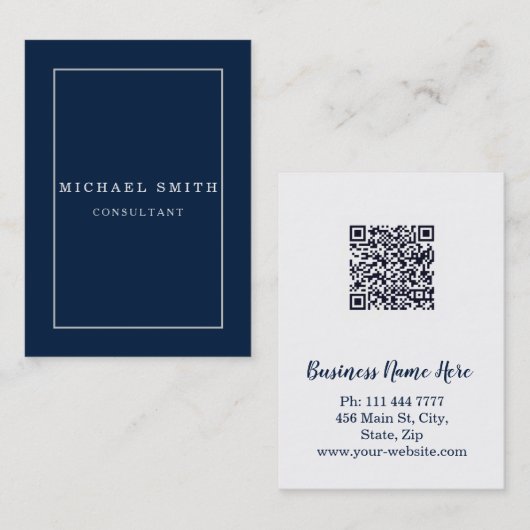 Personalized Custom Minimalist Modern QR Code Logo Visitenkarte (Vorne/Hinten)