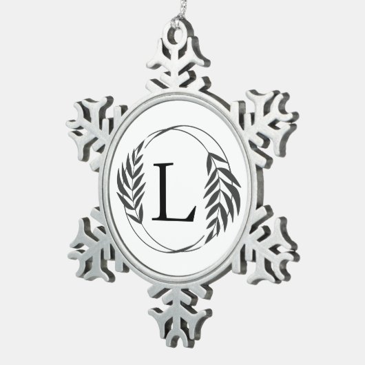 Personalized Custom Monogram Gift Schneeflocken Zinn-Ornament (Rechts)