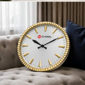 Personalized Custom Name & Monogram Silver Gold Große Wanduhr