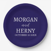 Personalized Custom Name Stylish Minimal Wedding Pappteller (Vorderseite)