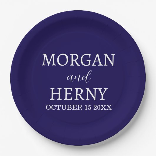 Personalized Custom Name Stylish Minimal Wedding Pappteller (Vorderseite)