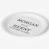 Personalized Custom Name Stylish Minimal Wedding Pappteller (Schrägansicht)