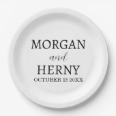 Personalized Custom Name Stylish Minimal Wedding Pappteller (Vorderseite)