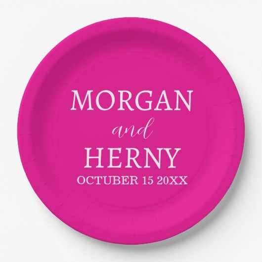 Personalized Custom Name Stylish Minimal Wedding Pappteller (Vorderseite)