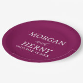 Personalized Custom Name Stylish Minimal Wedding Pappteller (Schrägansicht)