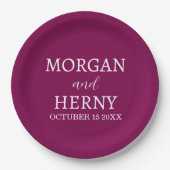 Personalized Custom Name Stylish Minimal Wedding Pappteller (Vorderseite)