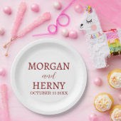 Personalized Custom Name Stylish Minimal Wedding Pappteller (Party)
