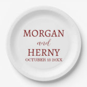 Personalized Custom Name Stylish Minimal Wedding Pappteller (Vorderseite)