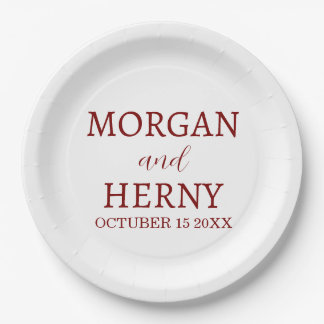 Personalized Custom Name Stylish Minimal Wedding Pappteller