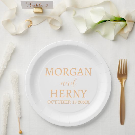 Personalized Custom Name Stylish Minimal Wedding Pappteller (Hochzeit)