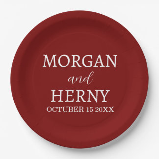 Personalized Custom Name Stylish Minimal Wedding Pappteller