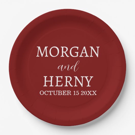 Personalized Custom Name Stylish Minimal Wedding Pappteller (Vorderseite)