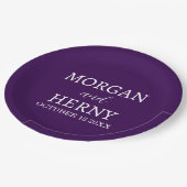 Personalized Custom Name Stylish Minimal Wedding Pappteller (Schrägansicht)