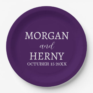 Personalized Custom Name Stylish Minimal Wedding Pappteller