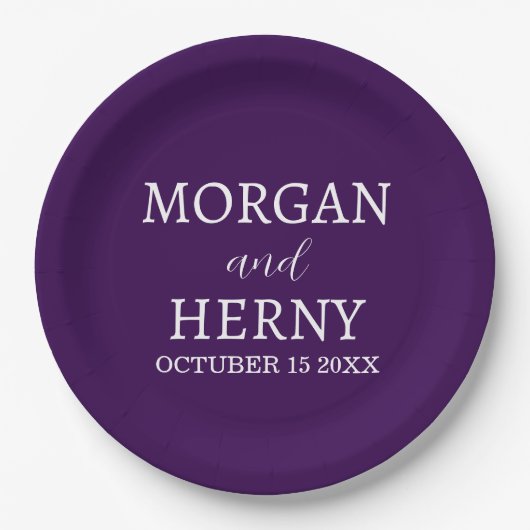 Personalized Custom Name Stylish Minimal Wedding Pappteller (Vorderseite)