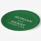 Personalized Custom Name Stylish Minimal Wedding Pappteller (Schrägansicht)