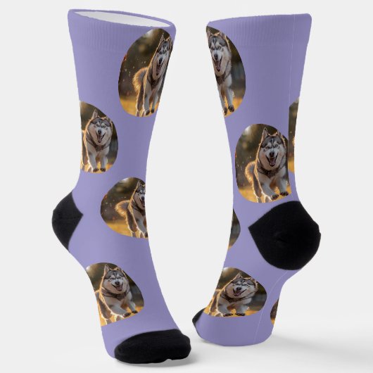 Personalized Custom Photo Blob - Husky Dog Face Socken (Gewinkelt)