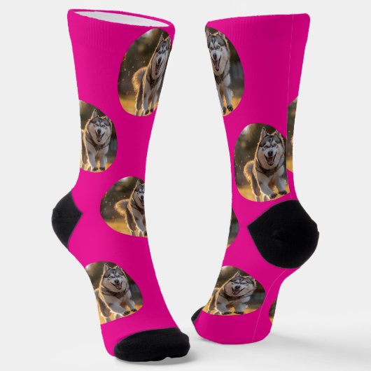 Personalized Custom Photo Blob - Husky Dog Face Socken (Gewinkelt)