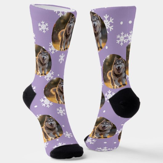 Personalized Custom Photo Blob - Snowflake Husky  Socken (Gewinkelt)