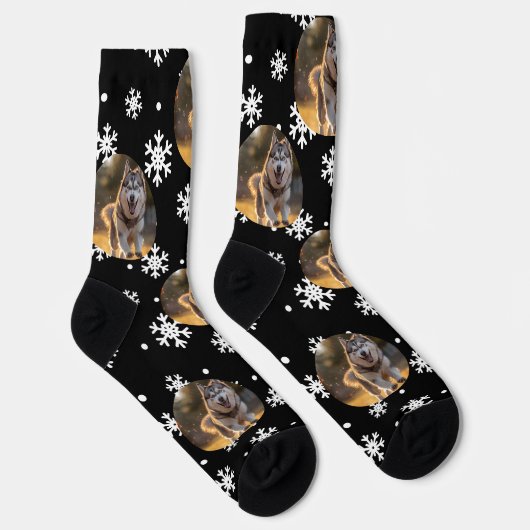 Personalized Custom Photo Blob - Snowflake Husky  Socken (Rechts)