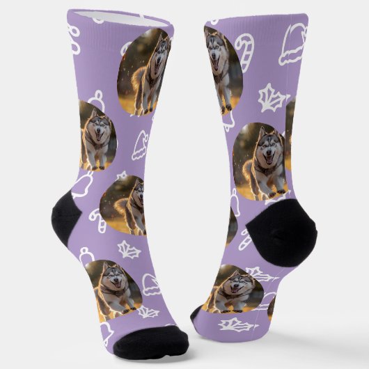 Personalized Custom Photo - Winter Celebration Socken (Gewinkelt)