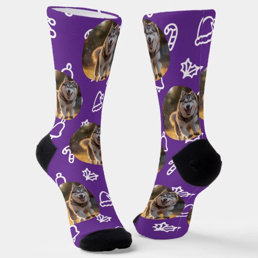 Personalized Custom Photo - Winter Celebration Socken (Gewinkelt)