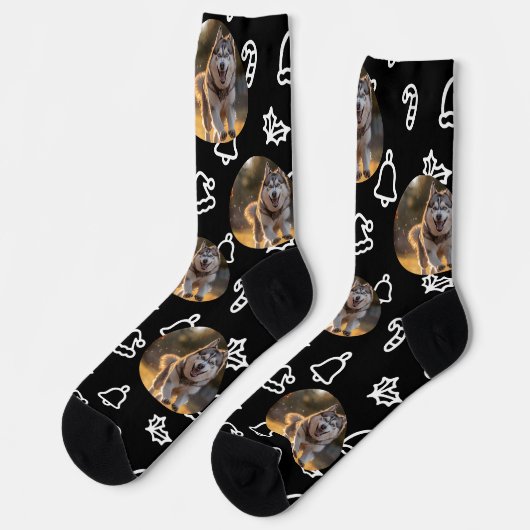 Personalized Custom Photo - Winter Celebration Socken (Linkes Detail)