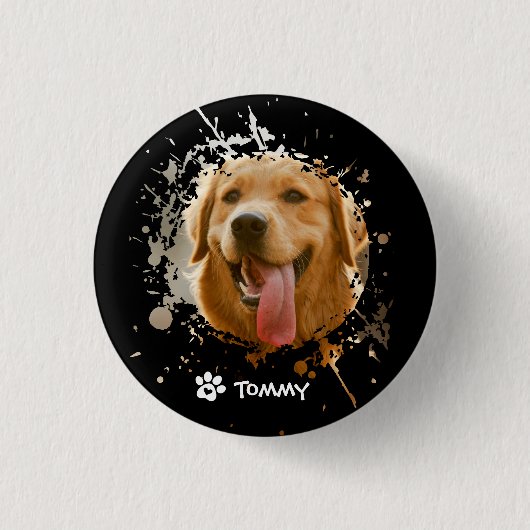 Personalized Custom Photo with Pet Name Button (Vorderseite)