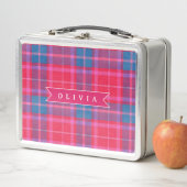 Personalized Custom Pink Fuchsia Plaid Preppy Metall Brotdose (Beispiel)