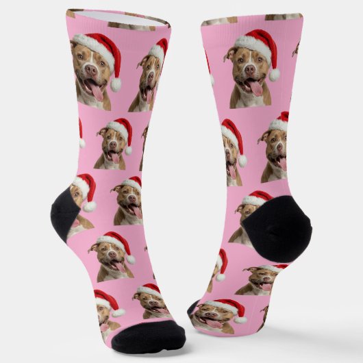 Personalized Custom Pitbull Christmas Socken (Gewinkelt)