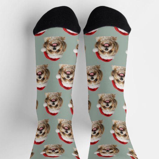 Personalized Custom Shitszu Christmas  Socken (Oben)