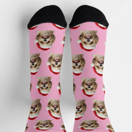 Personalized Custom Shitszu Christmas  Socken (Oben)