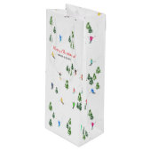Personalized Custom text | Ski Holiday Skiers Geschenktüte Für Weinflaschen (Vorderseite Schrägansicht)