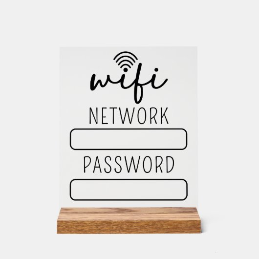 Personalized Customer Wifi Account Sign Acrylschild (Vorderseite)