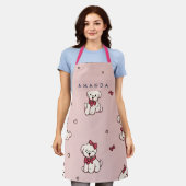Personalized Cute Adorable Puppy with Red Bow Schürze (Getragen)