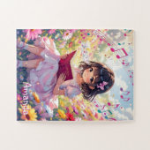 Personalized Cute Anime Girl Reading a Book Puzzle (Horizontal)