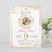 Personalized Cute Baby Girl Baptism Einladung (Stehend Vorderseite)