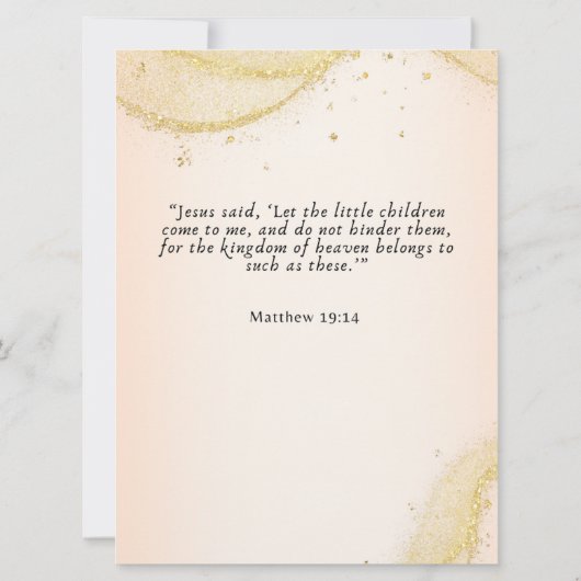 Personalized Cute Baby Girl Baptism Einladung (Rückseite)