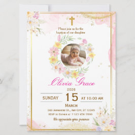 Personalized Cute Baby Girl Baptism Einladung