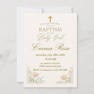 Personalized Cute Baby Girl Baptism Einladung