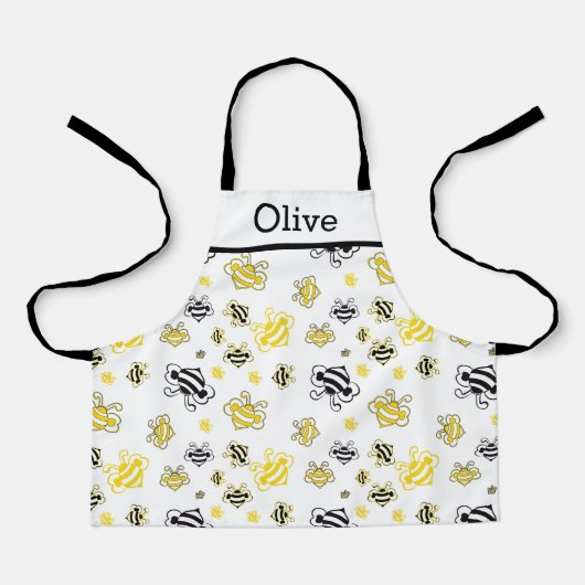 Personalized Cute Bees Pattern Apron – Honey Bee Schürze (Vorderseite)
