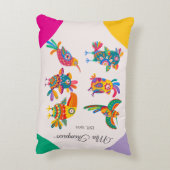 Personalized cute birds Colorful handdrawn Pinky Dekokissen (Rückseite(Vertikal))