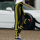 Personalized Cute Black Yellow Stripes Custom Made Leggings