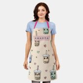 Personalized Cute Boba Tea Pattern Schürze (Getragen)