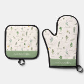 Personalized Cute Botanical Ofenhandschuh & Topflappen-Set (Vorderseite)