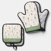 Personalized Cute Botanical Ofenhandschuh & Topflappen-Set (Vorderseite/Rückseite)